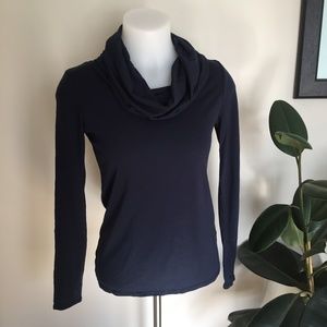 Cowl neck merino wool top